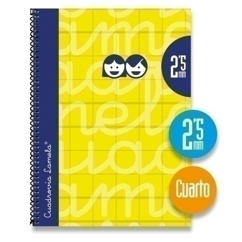 LAMELA - BLOC tapa FORRADA 4º 80h CUADROVIA 2,5 mm AMARILLO (Ref.7CTE02AM)