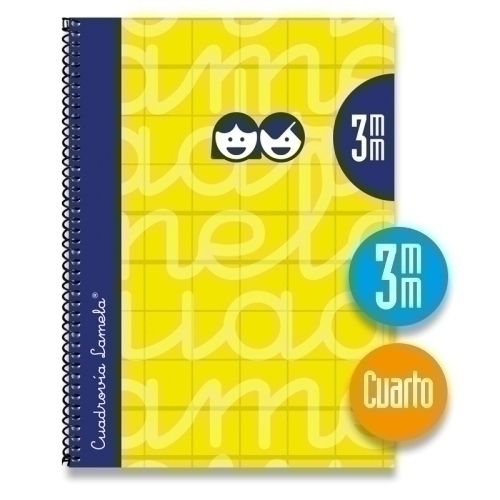 LAMELA - BLOC tapa FORRADA 4º 80h CUADROVIA 3 mm AMARILLO (Ref.7CTE03AM)