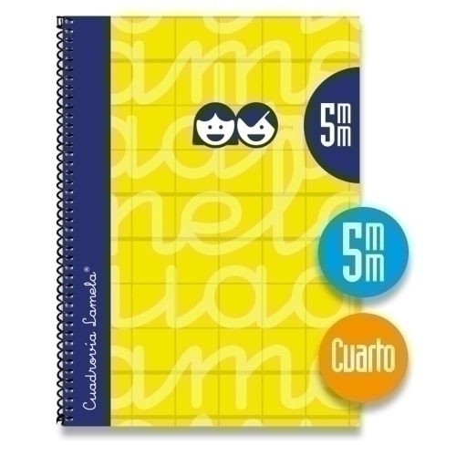 LAMELA - BLOC tapa FORRADA 4º 80h CUADROVIA 5 mm AMARILLO (Ref.7CTE05AM)