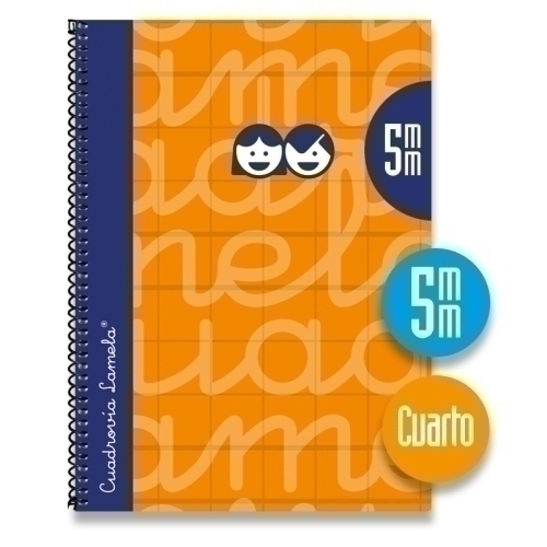 LAMELA - BLOC tapa FORRADA 4º 80h CUADROVIA 5 mm NARANJA (Ref.7CTE005N)