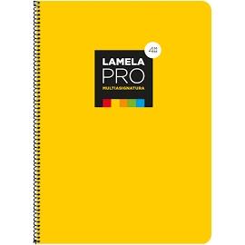 LAMELA - CUADERNO ESPIRAL 100 HOJAS FOLIO CUADRÍCULA 4X4 CON MARGEN AMARILLO -PAQUETE 5U- (Ref.7FTE104AM)