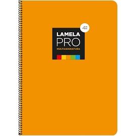 LAMELA - CUADERNO ESPIRAL 100 HOJAS FOLIO CUADRÍCULA 4X4 CON MARGEN NARANJA -PAQUETE 5U- (Ref.7FTE104N)
