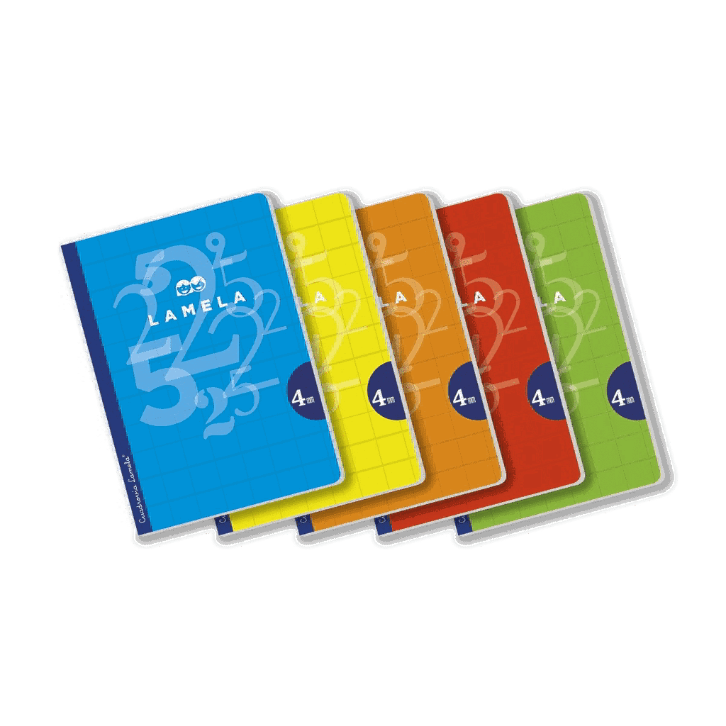 LAMELA - LIBRETA GRAPADA 50h A4 CUADROVIA 4 mm SURTIDO PACK DE 5 (5 col.) (Ref.06A4004S)