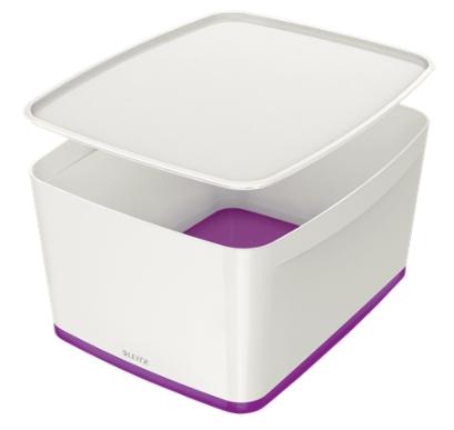 LEITZ - CAJA ALMACENAMIENTO MYBOX WOW GRANDE C/TAPA 318X198X385MM VIOLETA/BLANCO (Ref.52161062)