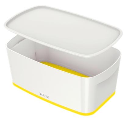 LEITZ - CAJA ALMACENAMIENTO MYBOX WOW PEQUEÑA C/TAPA 318X128X191MM AMARILLO/BLANCO (Ref.52291016)