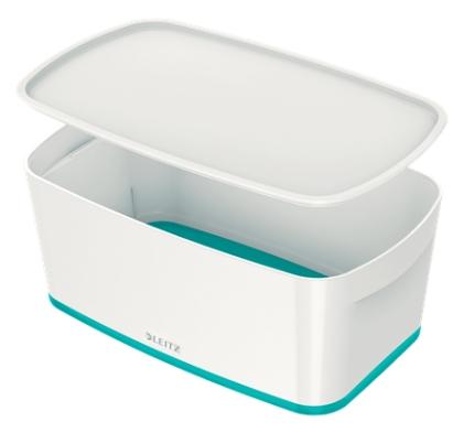 LEITZ - CAJA ALMACENAMIENTO MYBOX WOW PEQUEÑA C/TAPA 318X128X191MM TURQUESA/BLANCO (Ref.52291051)