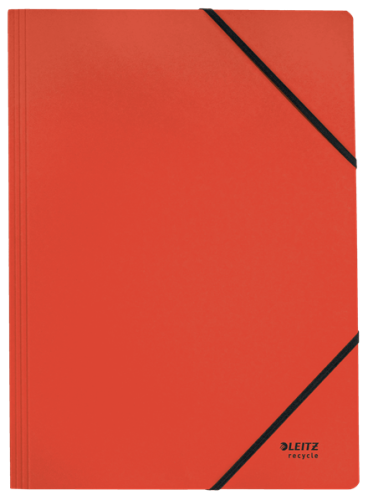 LEITZ - CARPETA DE CARTON CON GOMAS Y SIN SOLAPAS A4 RECYCLE 100% ROJO (Ref.39080025)