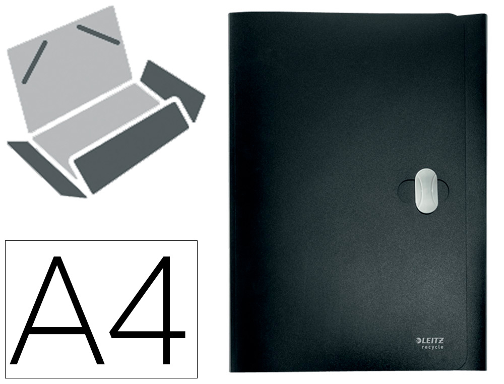 LEITZ - CARPETA de GOMAS y SOLAPAS RECYCLE PP A4 NEGRO (Ref.46220095)