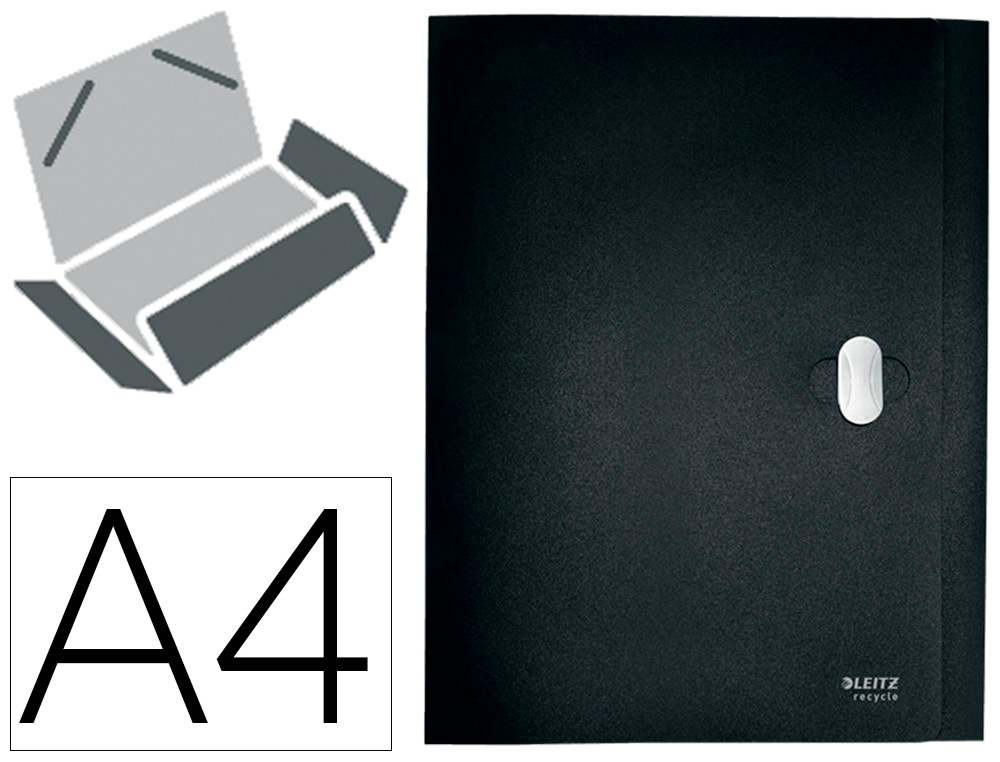 LEITZ - CARPETA de PROYECTOS PP RE:CYCLE A4 BOTON 3 cm GRIS OSCURO (Ref.46230095)
