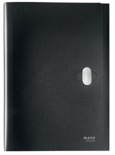 LEITZ - CARPETA POLIPROPILENO ACORDEON 5 POSICIONES+BOLSILLO FRONTAL BROCHE GIRATORIO A4 RECYCLE NEGRO (Ref.46240095)