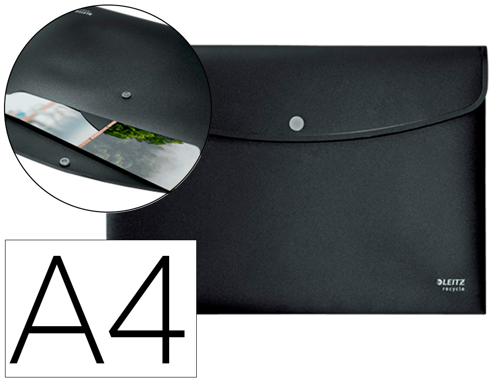 LEITZ - CARPETA RECYCLE PORTADOCUMENTOS BROCHE DIN A4 POLIPROPILENO NEGRO (Ref.46780095)