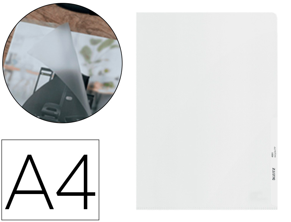 LEITZ - DOSSIER UÑERO RECYCLE A4 PP TRANSPARENTE PAQUETE de 25 (Ref.40013003)