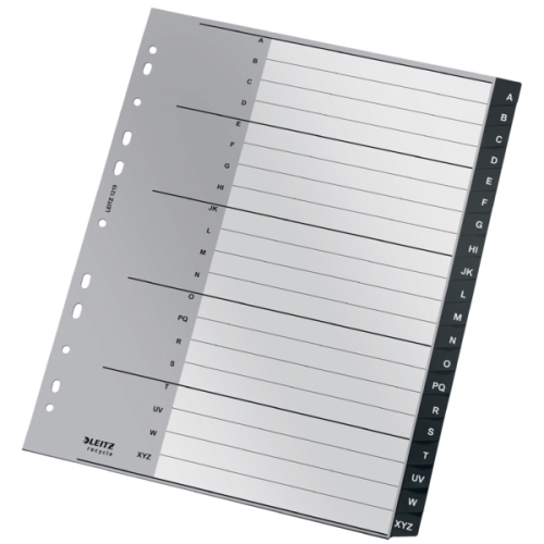 LEITZ - INDICE PP RECYCLE A-Z A4+ pestañas 1-20 16 taladros NEGRO (Ref.12190000)