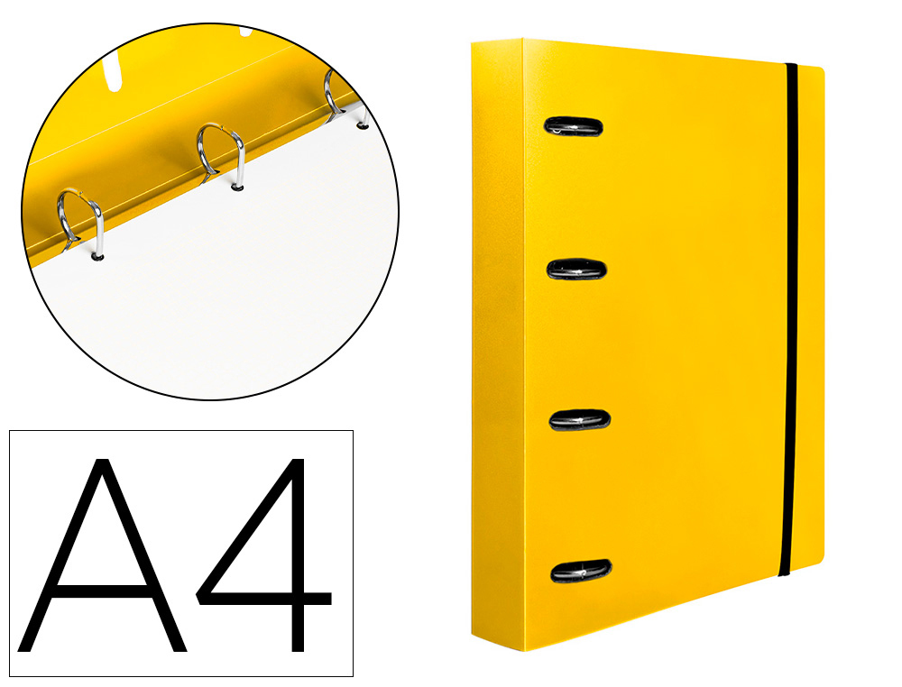 LIDERPAPEL - CARPETA CON RECAMBIO A4 CUADRO 5MM 100 HOJAS 80G POLIPROPILENO 4 ANILLAS 40MM AMARILLO FLUOR (Ref.CH67)