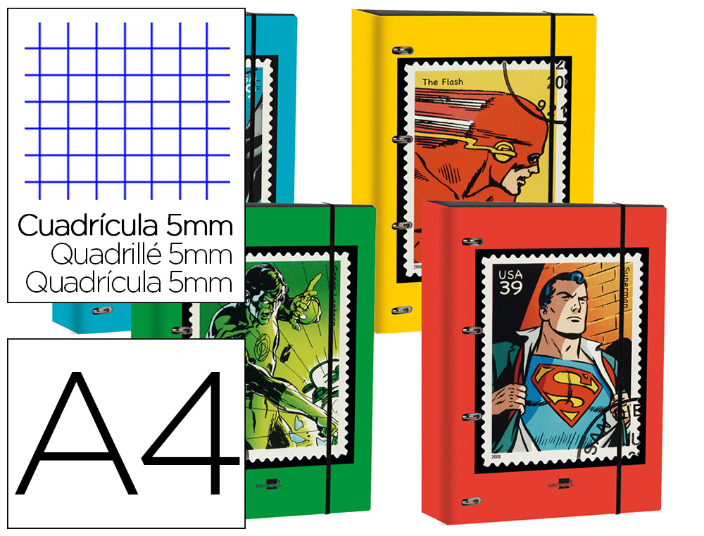 LIDERPAPEL - CARPETA DIN A4 FORRADA CON RECAMBIO 120 HOJAS 80 GR 5 MM 4 AN. REDONDAS 40 MM CIERRE GOMA (Ref.63975)