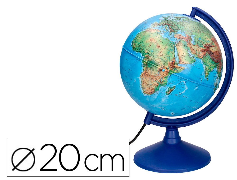 LIDERPAPEL - GLOBO TERRAQUEO CON LUZ FISICO Y POLITICO DIAMETRO 20 CM (Ref.GL03)