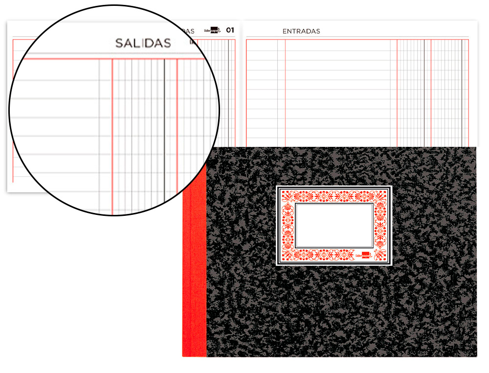 LIDERPAPEL - LIBRO CARTONE CUARTO APAISADO 100 HOJAS CAJA ENTRADA Y SALIDA (Ref.LH03)