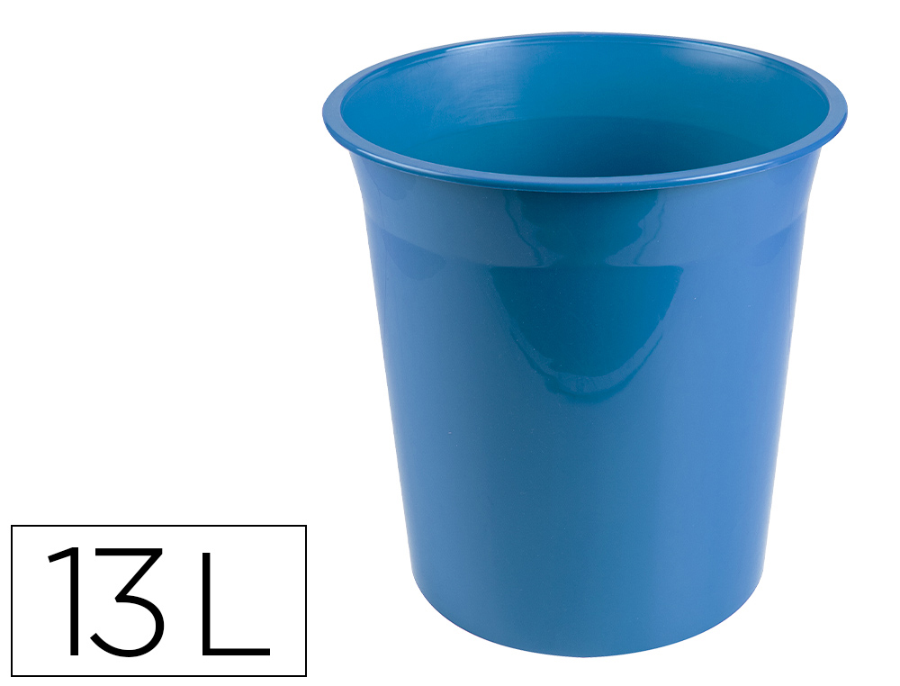 LIDERPAPEL - PAPELERA PLASTICO CELESTE OPACO 13 LITROS 275X285 MM (Ref.PJ02)
