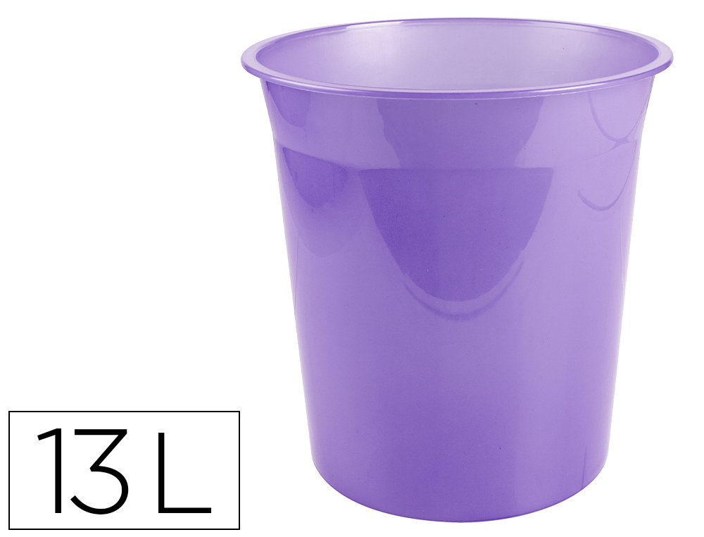 LIDERPAPEL - PAPELERA PLASTICO LAVANDA TRANSLUCIDO 13 LITROS 275X285 MM MM (Ref.PJ07)
