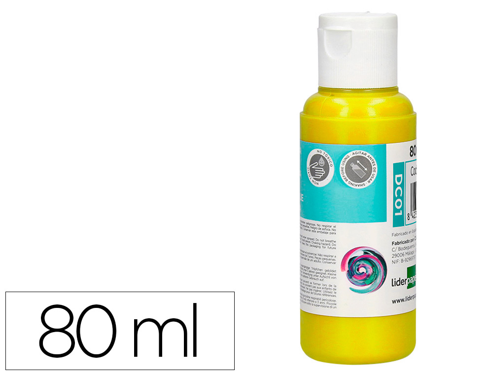 LIDERPAPEL - PINTURA ACRILICA BOTE DE 80 ML AMARILLO (Ref.DC01)