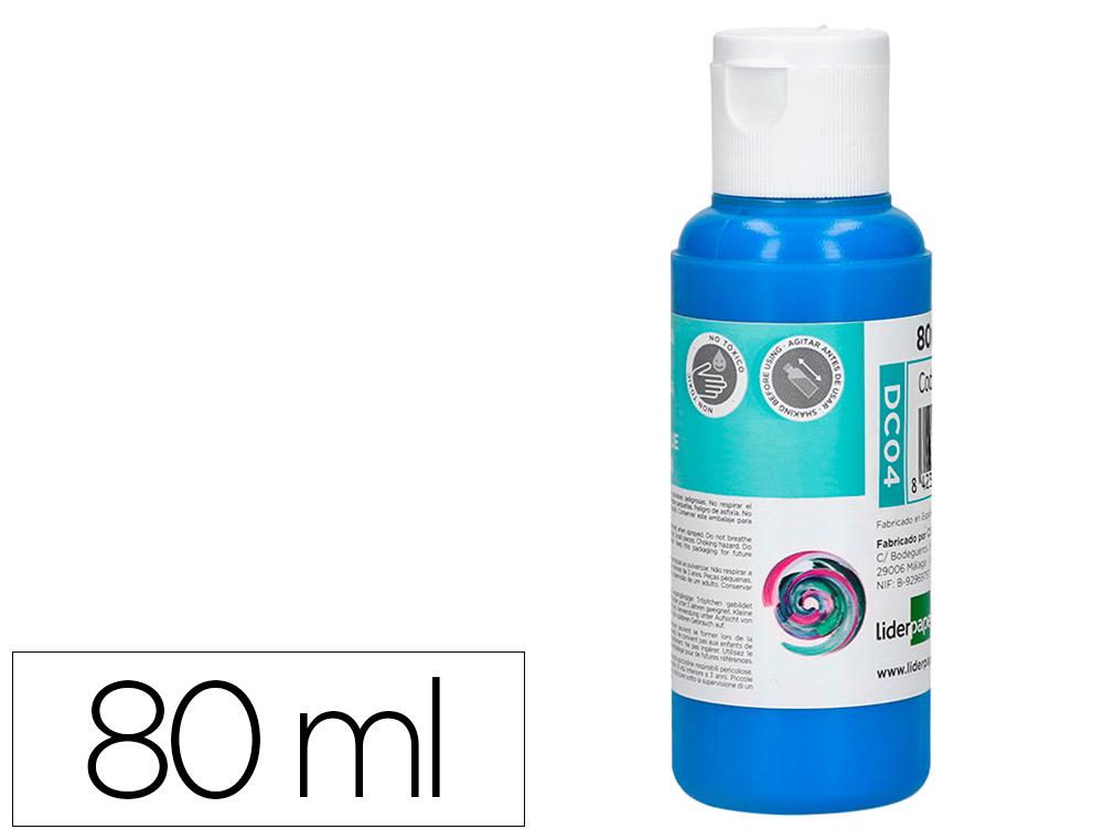 LIDERPAPEL - PINTURA ACRILICA BOTE DE 80 ML CIAN (Ref.DC04)