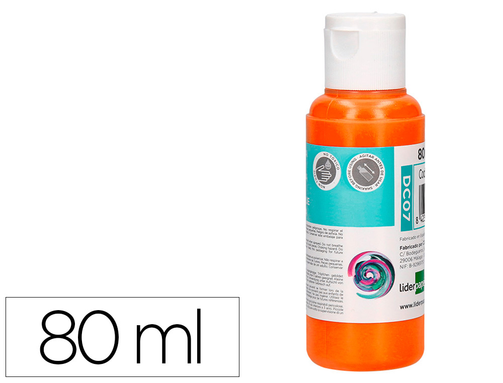 LIDERPAPEL - PINTURA ACRILICA BOTE DE 80 ML NARANJA (Ref.DC07)