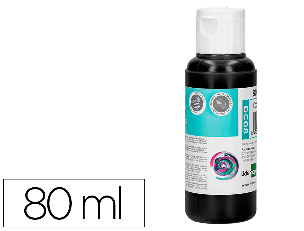 LIDERPAPEL - PINTURA ACRILICA BOTE DE 80 ML NEGRO (Ref.DC08)