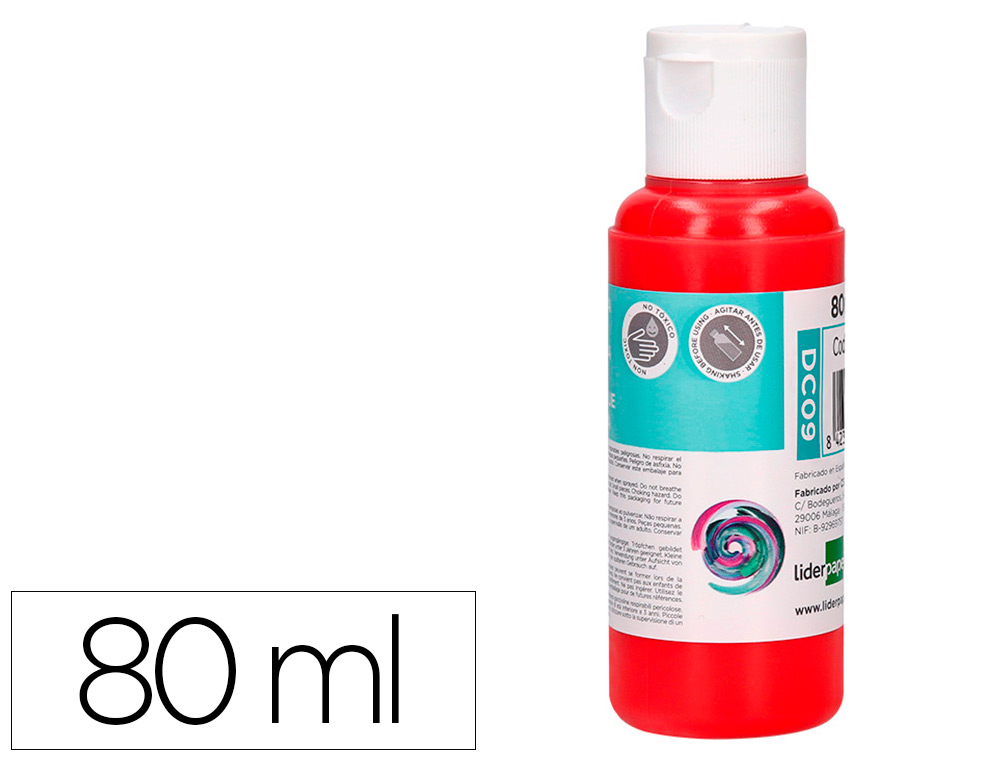 LIDERPAPEL - PINTURA ACRILICA BOTE DE 80 ML ROJO (Ref.DC09)