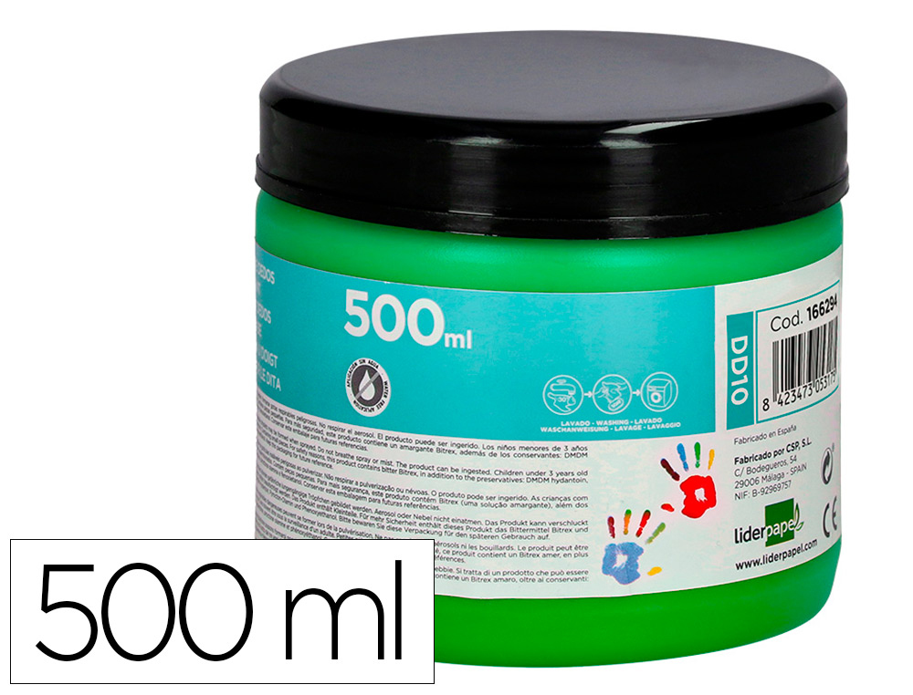 LIDERPAPEL - PINTURA DEDOS TARRINA DE 500 ML VERDE (Ref.DD10)