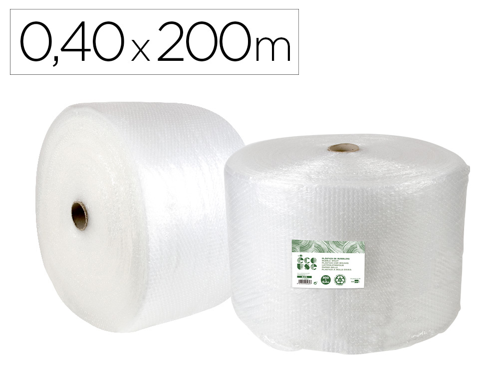 LIDERPAPEL - PLASTICO BURBUJA ECOUSE 0.40X200M 30% DE PLASTICO RECICLADO (Ref.BU18)