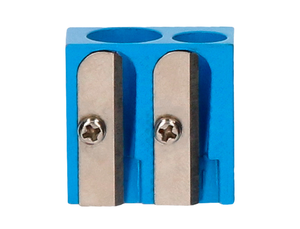 LIDERPAPEL - Sacapuntas/Afilalapices METALICO CUÑA 2 USOS COLOR AZUL (Ref.SA18)