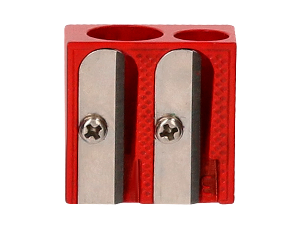 LIDERPAPEL - Sacapuntas/Afilalapices METALICO CUÑA 2 USOS COLOR ROJO (Ref.SA17)
