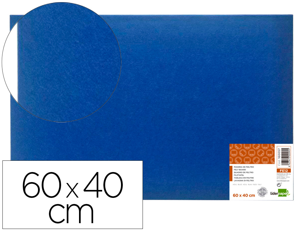 LIDERPAPEL - TABLERO DE FIELTRO MURAL COLOR AZUL 40X60 CM (Ref.FE12)