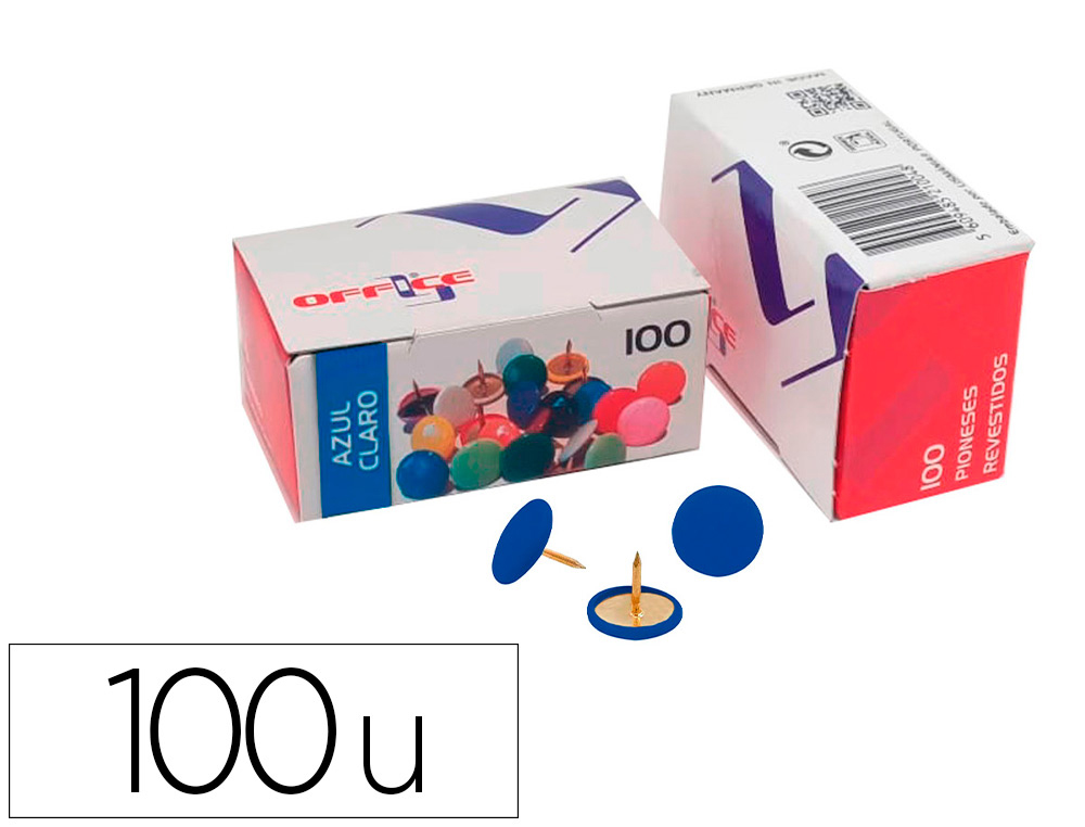 LISMANIA - CHINCHETA OFFICE COLOR AZUL CLARO CAJA DE 100 UNIDADES (Ref.7PIOLMA.21)