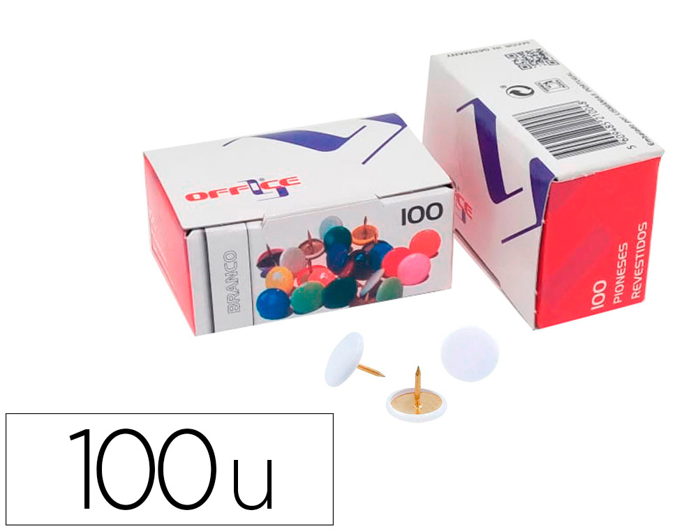 LISMANIA - CHINCHETA OFFICE COLOR BLANCO CAJA DE 100 UNIDADES (Ref.7PIOLMA)