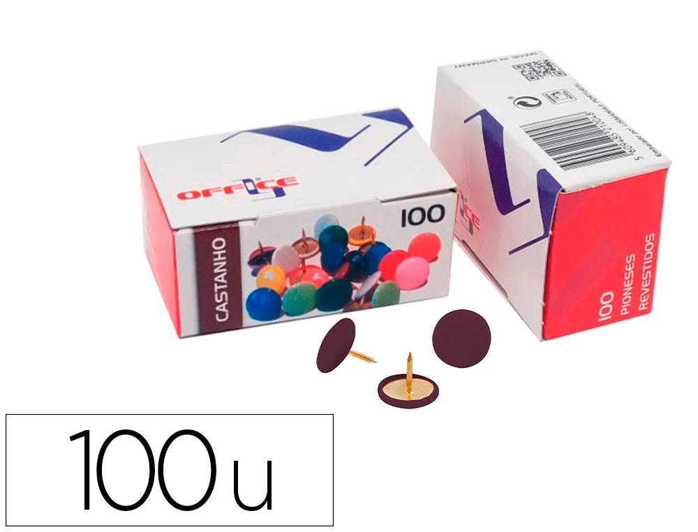 LISMANIA - CHINCHETA OFFICE COLOR MARRON CAJA DE 100 UNIDADES (Ref.7PIOLMA.20)