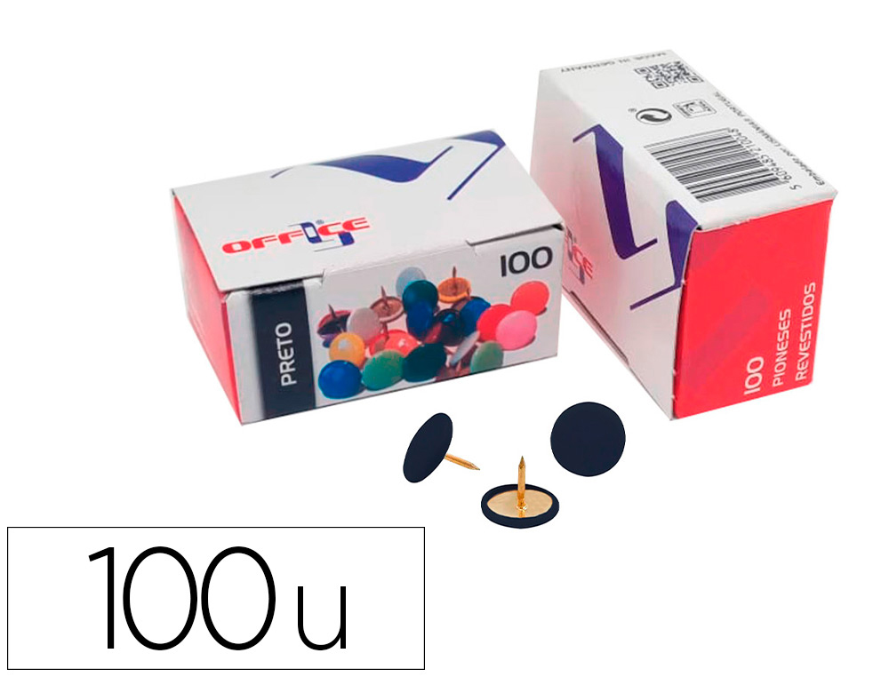 LISMANIA - CHINCHETA OFFICE COLOR NEGRO CAJA DE 100 UNIDADES (Ref.7PIOLMA.02)