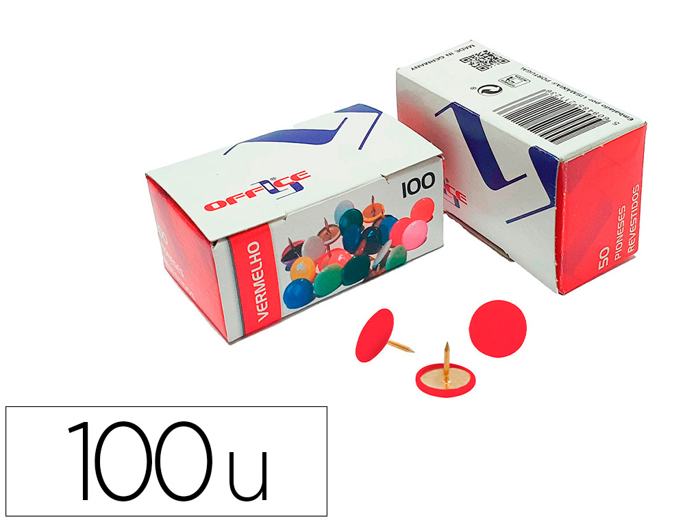LISMANIA - CHINCHETA OFFICE COLOR ROJO CAJA DE 100 UNIDADES (Ref.7PIOLMA.04)