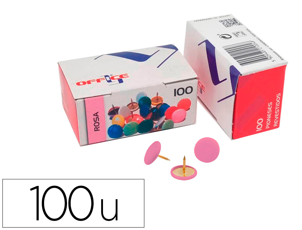 LISMANIA - CHINCHETA OFFICE COLOR ROSA CAJA DE 100 UNIDADES (Ref.7PIOLMA.03)