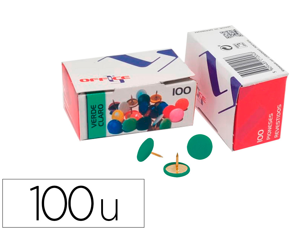 LISMANIA - CHINCHETA OFFICE COLOR VERDE CAJA DE 100 UNIDADES (Ref.7PIOLMA.10)