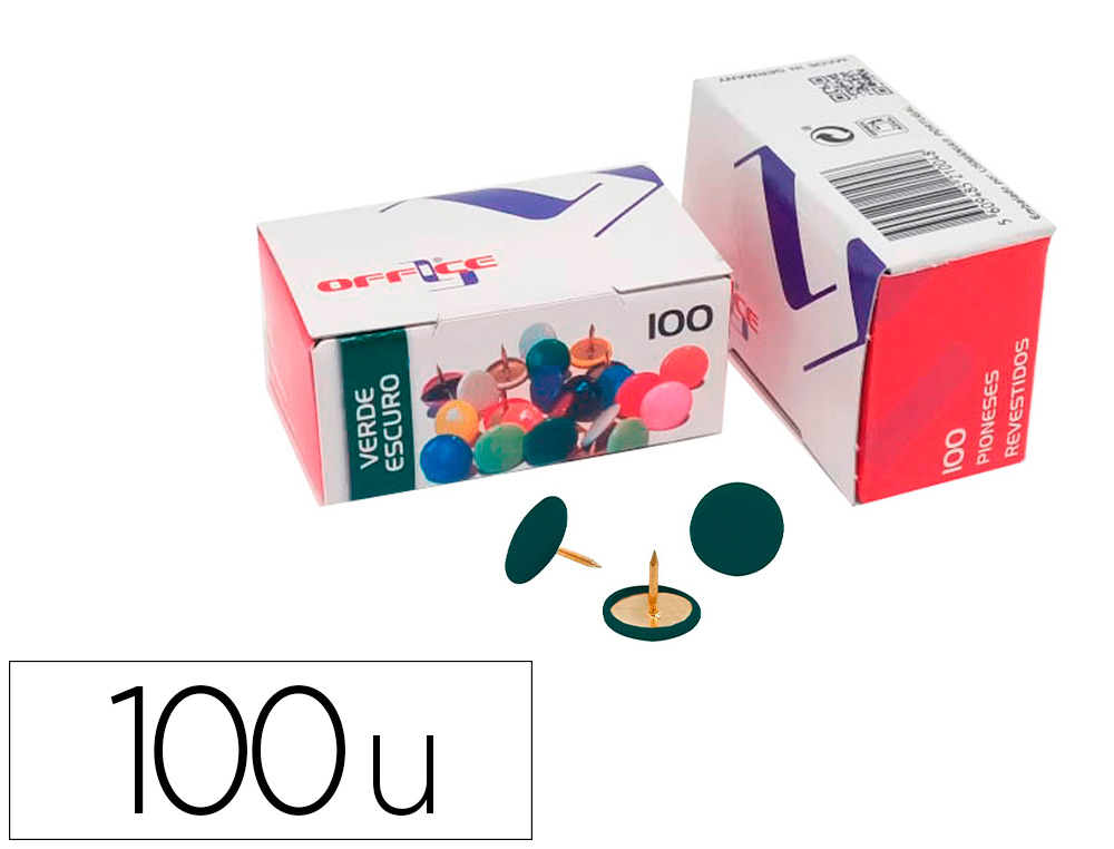 LISMANIA - CHINCHETA OFFICE COLOR VERDE OSCURO CAJA DE 100 UNIDADES (Ref.7PIOLMA.31)