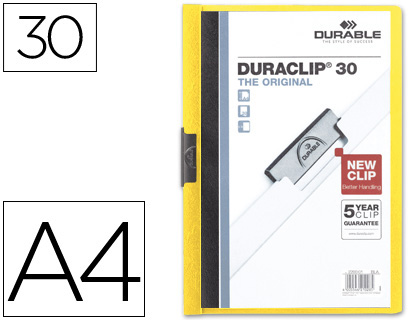 DURABLE - CARPETA DOSSIER PINZA LATERAL AMARILLO CAPACIDAD 30 HOJAS (Ref.2200/04)