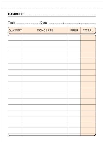 LOAN - TALONARIO CATALAN CAMAREROS 8º NATURAL (Ref.T-58/C)