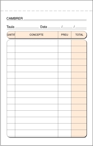 LOAN - TALONARIO CATALAN CAMAREROS BOLSILLO DUPLI (Ref.T-140/C)