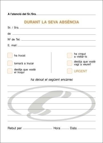 LOAN - TALONARIO CATALAN LLAMADAS TELEFONO 8º NATU (Ref.T-62/C)