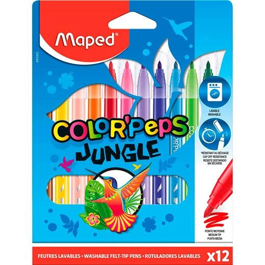 MAPED - ESTUCHE CARTON 12 ROTULADORES JUNGLE 2.0 (Ref.845902)
