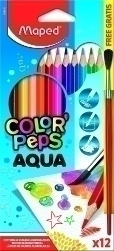 MAPED - LAPICES ACUARELABLES COLOR"PEPS estuche de 12 + 1 PINCEL (Ref.836011)