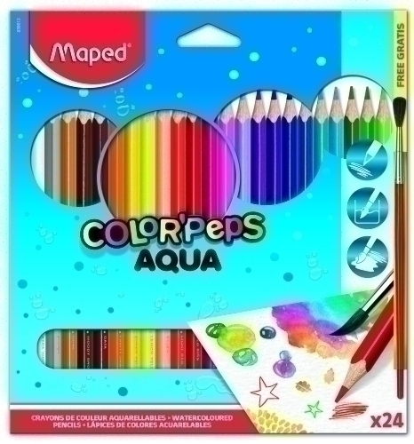 MAPED - LAPICES ACUARELABLES COLOR"PEPS estuche de 24 + 1 PINCEL (Ref.836013)