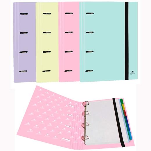 MARIOLA - CARPEBLOCK CARPETA 4 ANILLAS MIXTAS 25MM C/RECAMBIO CARTÓN FORRADO PLASTIFICADO C/SURTIDOS PASTEL (Ref.1304SUPA)