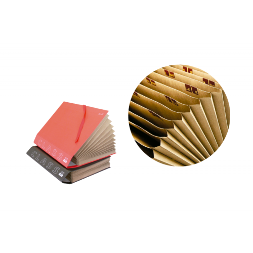 MARIOLA - CARPETA ACORDEON FUELLE FOLIO CARTON FORRADO GELTEX PLASTIFICADO BURDEOS MATE (Ref.0918BU)